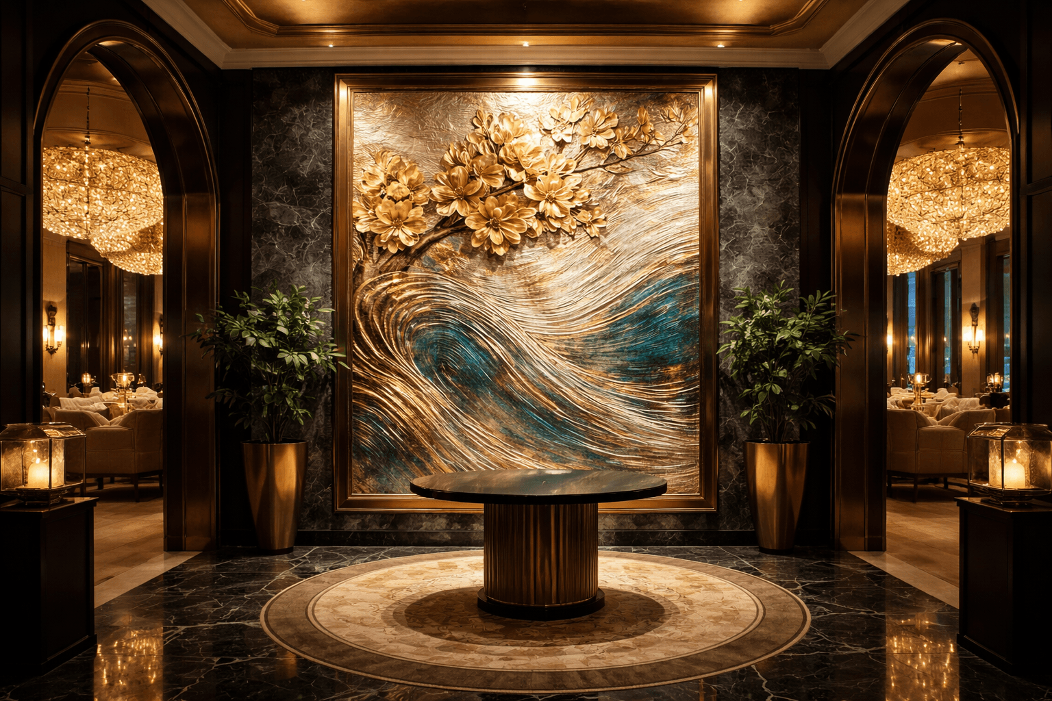 Luxury lobby with Gallerie artwork installation